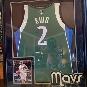 JASON KIDD Green Mavs Basketball Jersey with Framed Display by